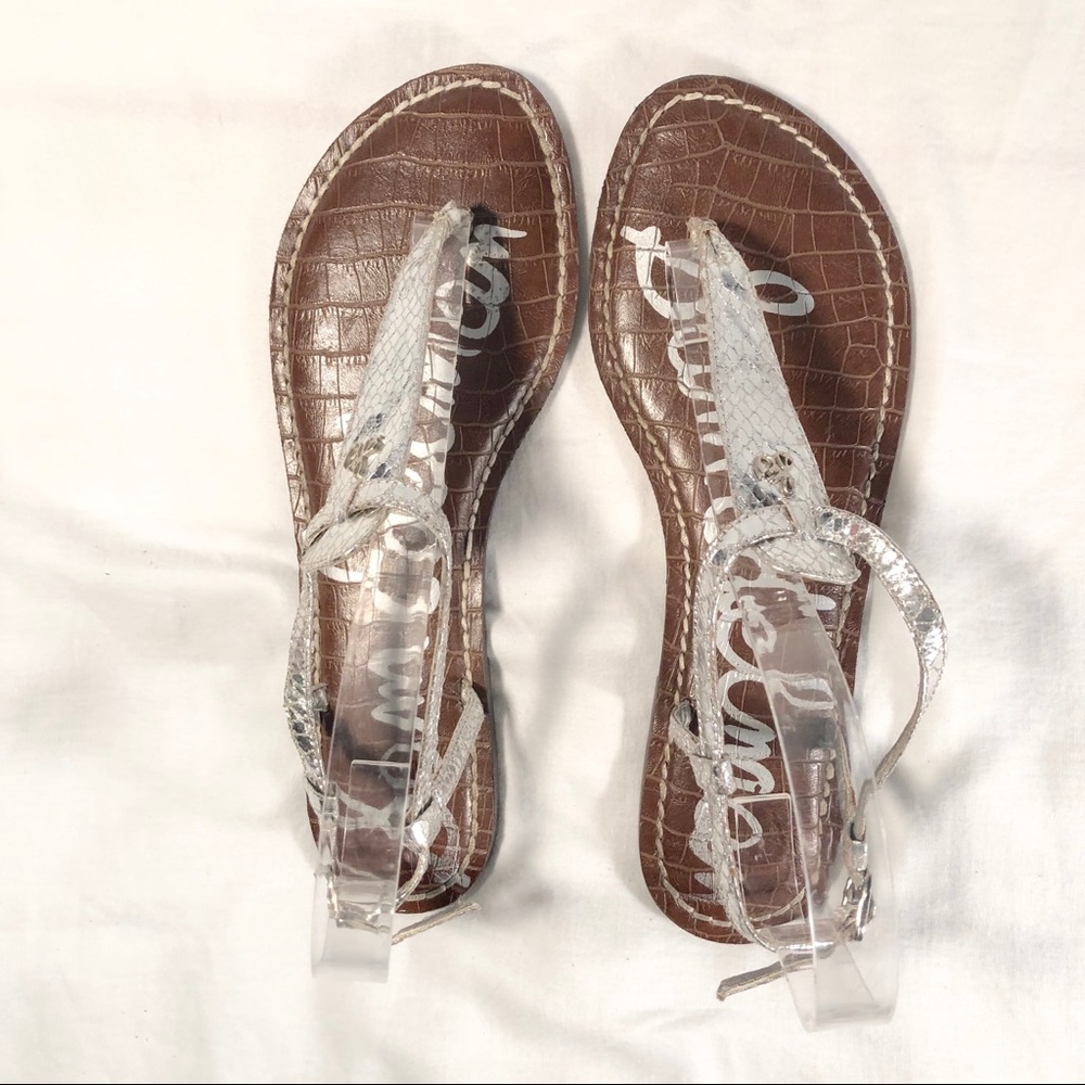 EUC Sam Edelman Gigi Silver Leather Sandal Size 6